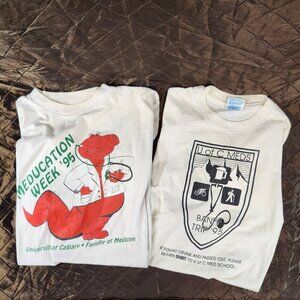 University of Calgary Medicine 1995 Banff Trip & Meducation Week T-Shirts Vtg
